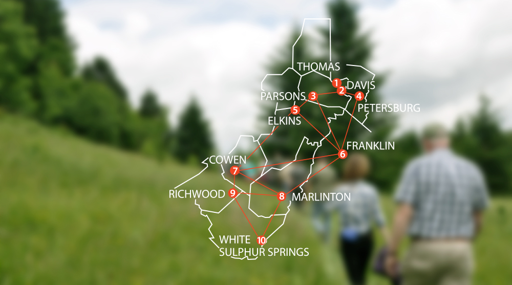 map showing connection between 10 towns