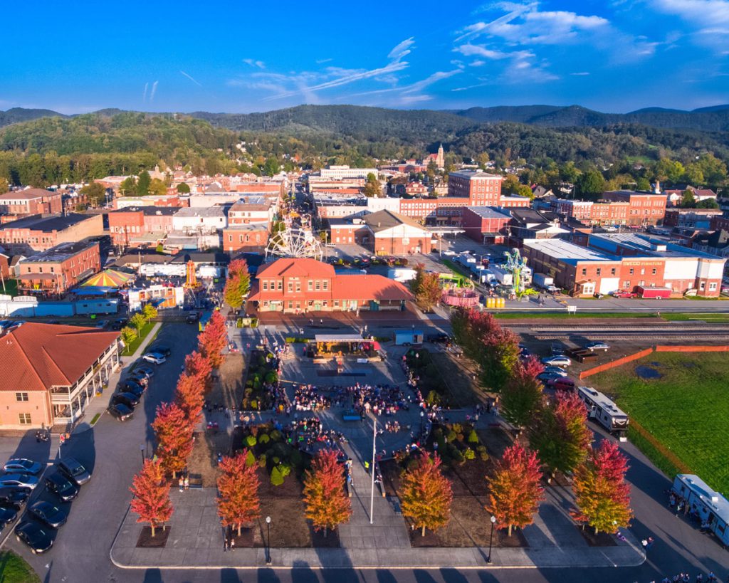 Downtown Elkins with fall colors