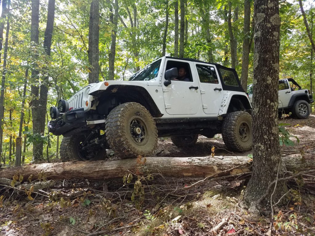 Jeeps traverse an off-highway vehicle trail near White Sulphur Springs.